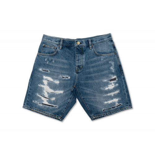 Washed Denim Shorts "Nippon-Siam Pattern”